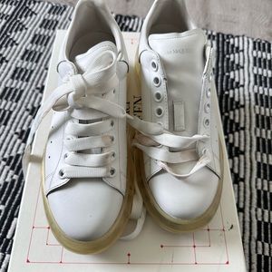 White Alexander McQueen Sneakers, Clear Bottom Turning Yelllow